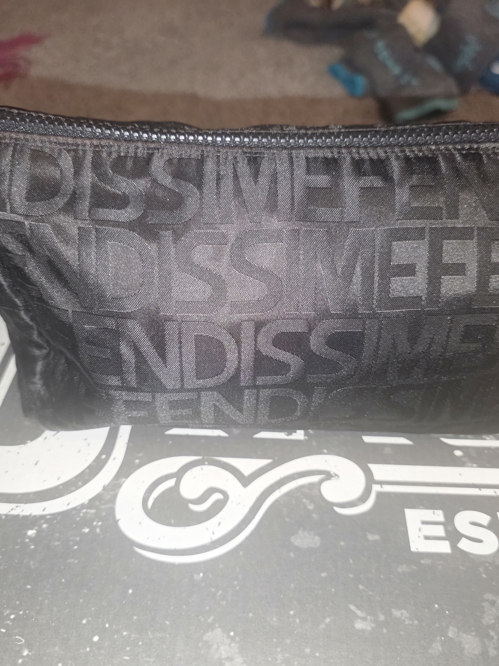 Fendi Black Logo Jacquard Wristlet Clutch